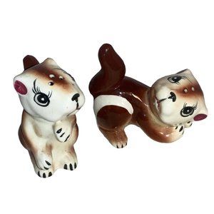 Chipmunk Salt and Pepper Shaker Set- brown/ white